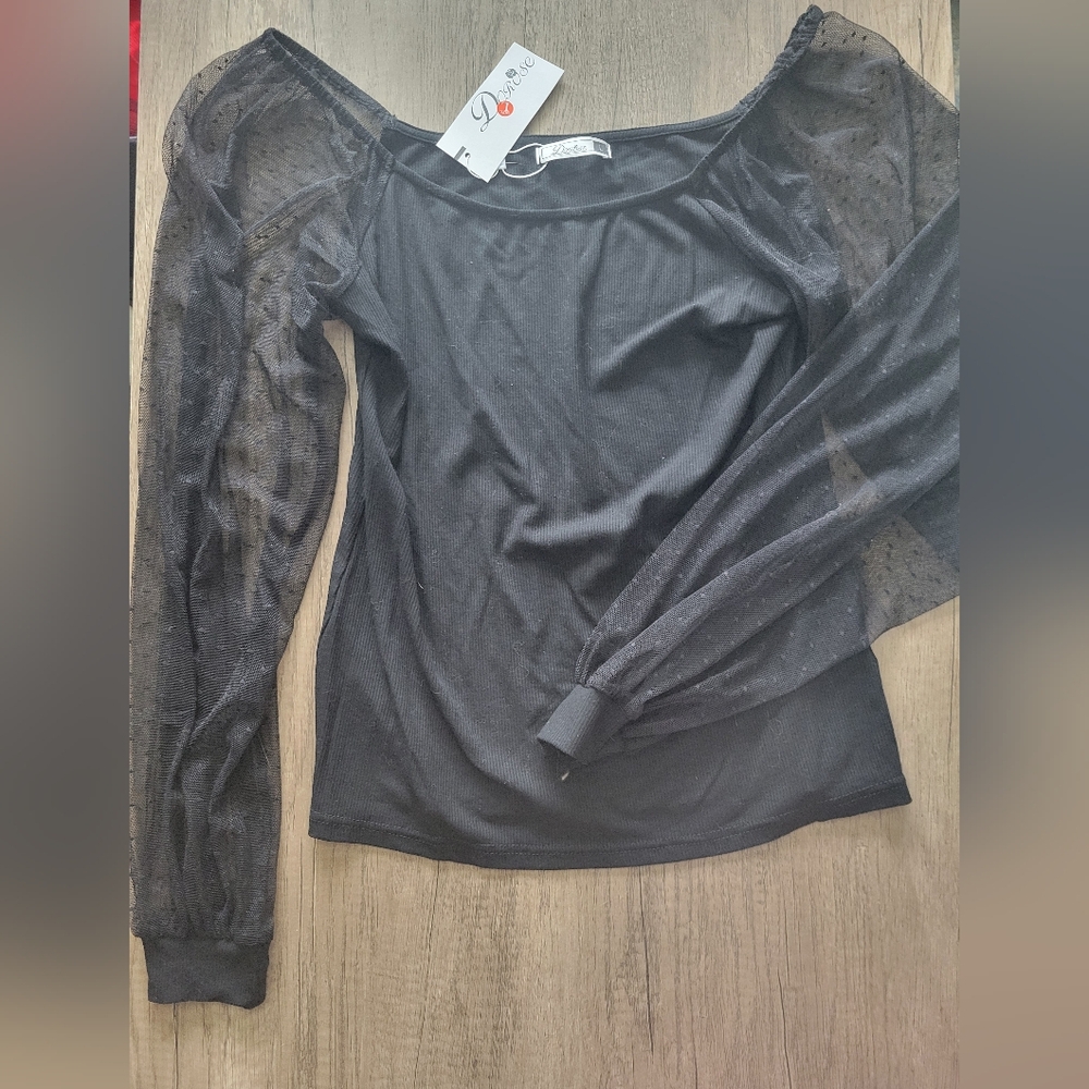 Elegant Black Sheer Sleeve Top